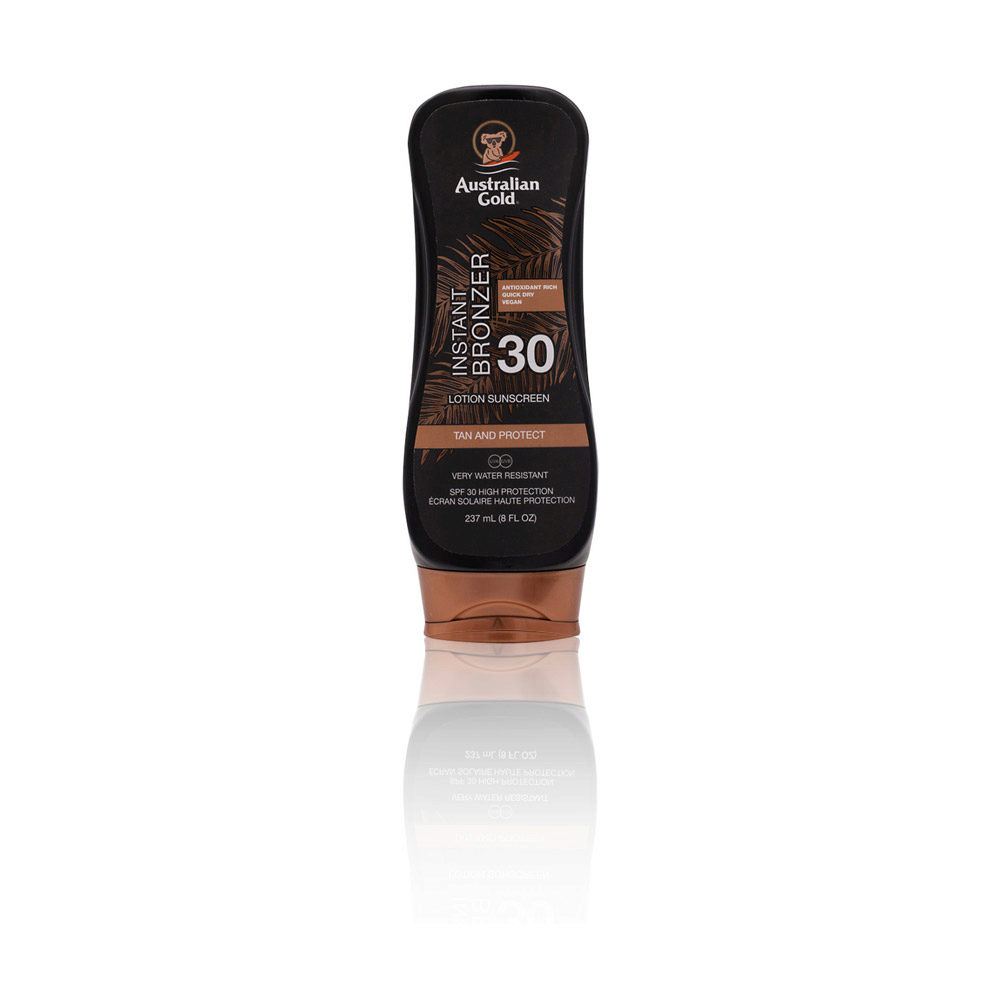 Australian Gold SPF30 Instant Bronzer Lotion Sunscreen 237ml - protezione solare con autoabbronzante