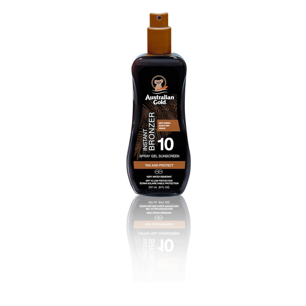 Australian Gold SPF10 Instant Bronzer Spray Gel Sunscreen 237ml - spray protezione solare con autoabbronzante