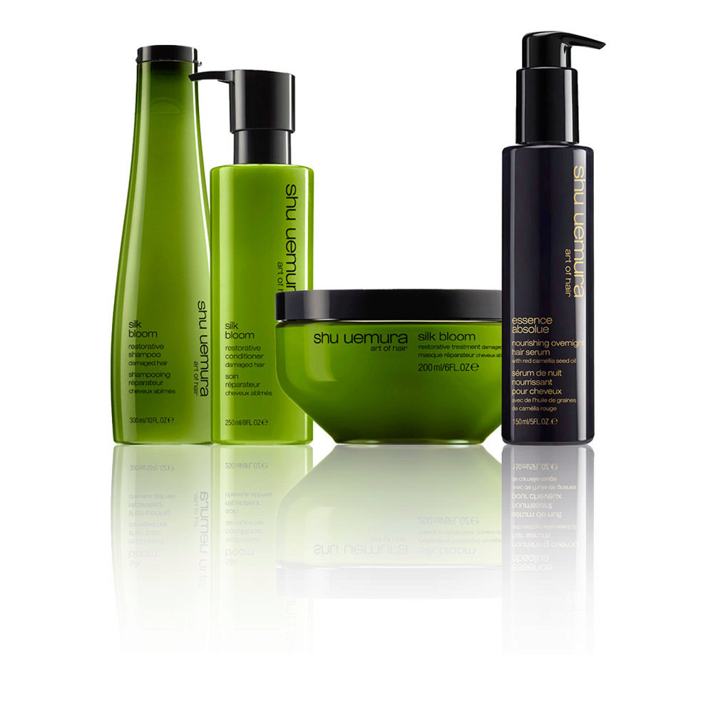 Shu Uemura Silk Bloom Shampoo 300ml Conditioner 250ml  Masque 200ml + Overnight Hair Serum 150ml