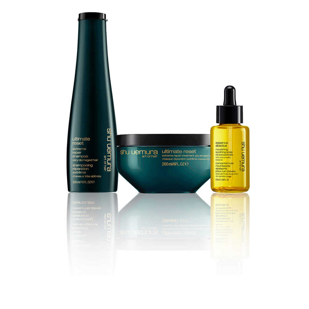 Shu Uemura Ultimate Reset Extreme Repair Shampoo 300ml Treatment 200ml Scalp Oil Concentrate 50ml